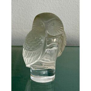 Lalique France Chouette Hibou Crystal Owl Bird Vintage Mint #11815